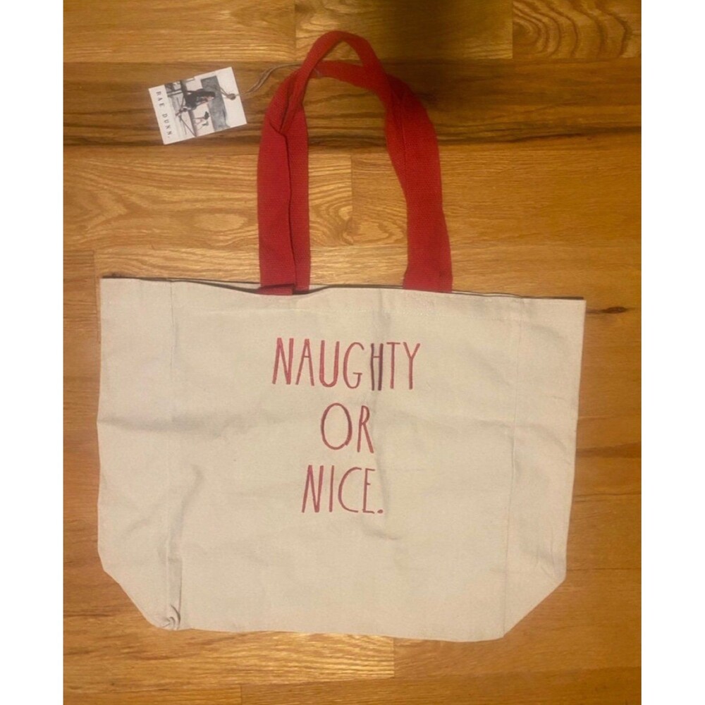 Rae Dunn Naughty Or Nice Canvas Bag Tote
